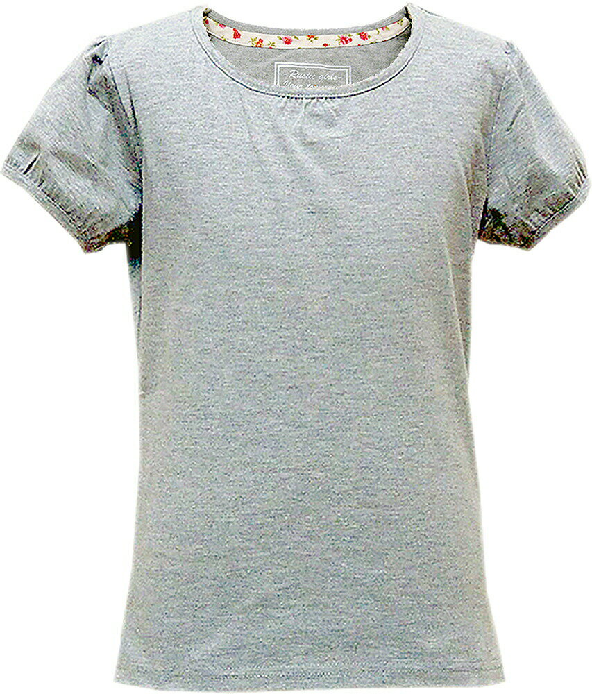 子供服 女の子 16500gray ジュニア Tシャツ 半袖 グレー 無地 天竺 綿混 通年 130 140 150 通学 普段着 インナー 中国製