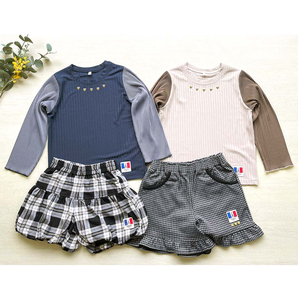 HeartShape 長袖 Tシャツ トップス 女の子 子供服 小学生 通学 女子 女児 ガールズ キッズ ベージュ 紺 110 120 130 hs86002 ハートシェープ 【ネコポス便同梱不可商品】