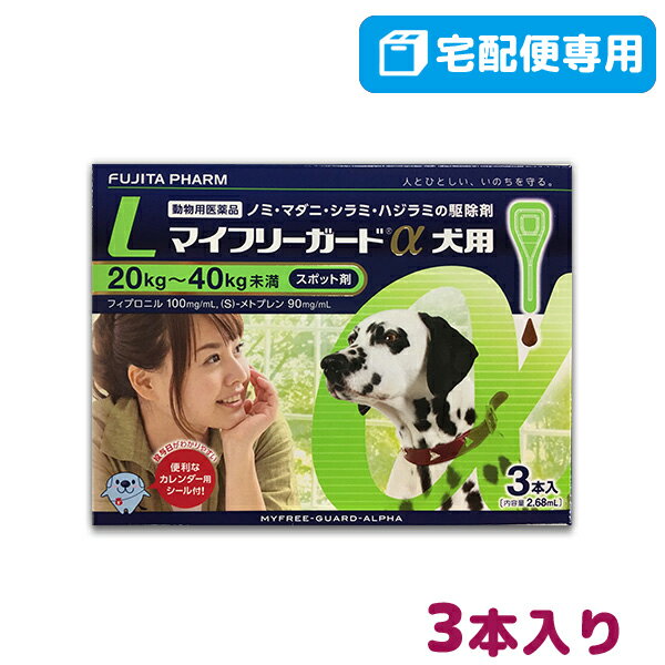 【B】【最大400円OFFクーポン】【動物用医薬品】マイフリーガードα 犬用 L (20-40kg未満) 3本入(mfg0201)【5/1(水)0:00～5/7(火)9:59】