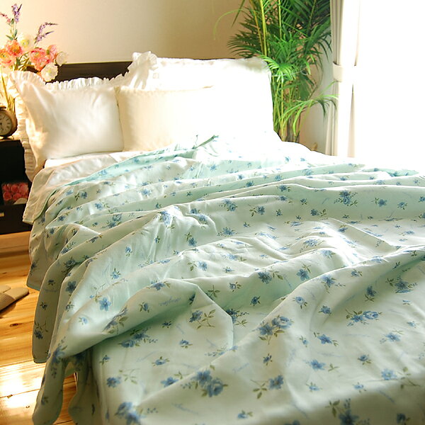 【今ならポイント10倍！】限定販売！『幸せの桜草柄』5重ガーゼケット*シングルサイズ140×210