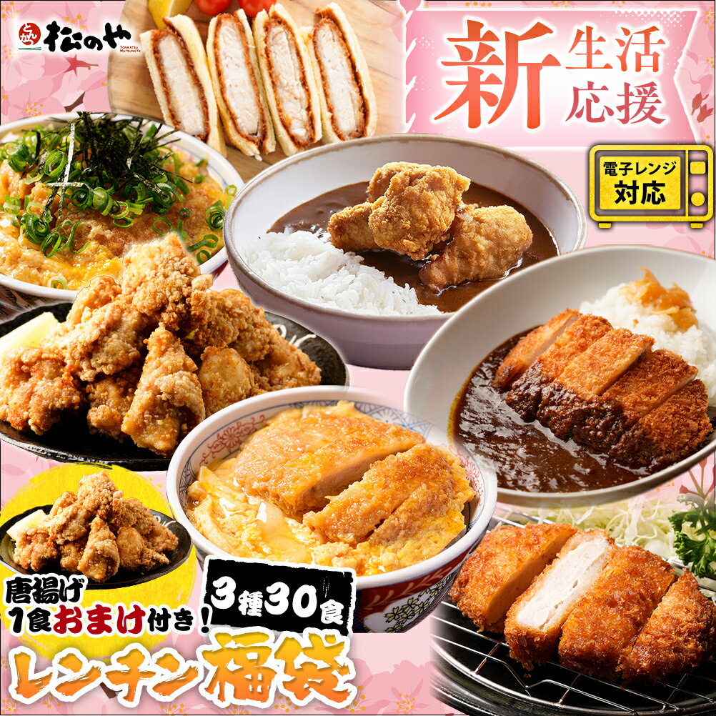 Z【店内全品半額クーポン配布中！】 おまけ付き 福袋 レンチン福袋 3種30食 福袋 2026 唐揚げ ロースとんかつ ヒレカツ からあげ から揚げ ロースかつ ロースカツ とんかつ ひれかつ 冷凍食品 セット 詰め合わせ 時短 手軽 大容量 sale SALE セール