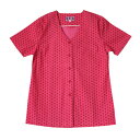 女性用 鯉口シャツ 半袖柄:ピンク麻の葉サイズ:S・M・L・LL素材:綿100%(こいくち 麻の葉 和柄 半袖鯉口シャツ レディース 女性)