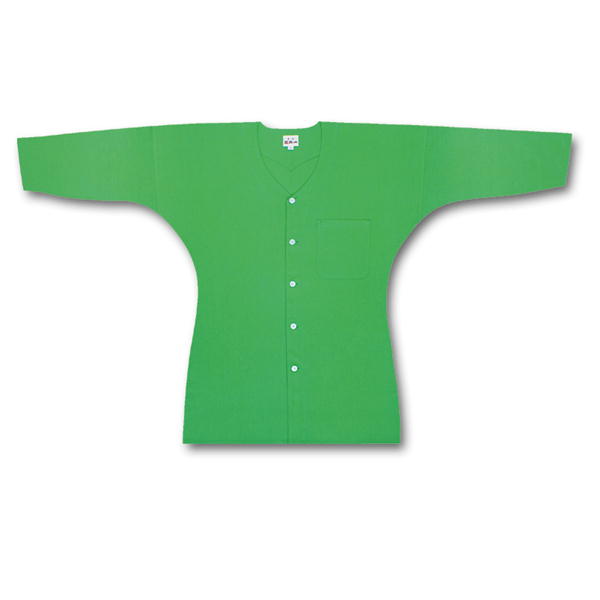 女性用鯉口シャツ 江戸一 無地染サイズ:巾広、巾広丈短、特長素材：綿100%色：緑