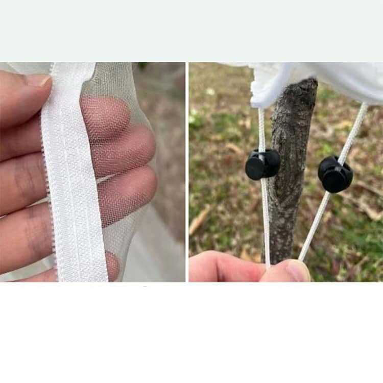 2枚入り メッシュ ファスナー付き 再利用可能 巾着式 防鳥ネット 植物保護カバー ...