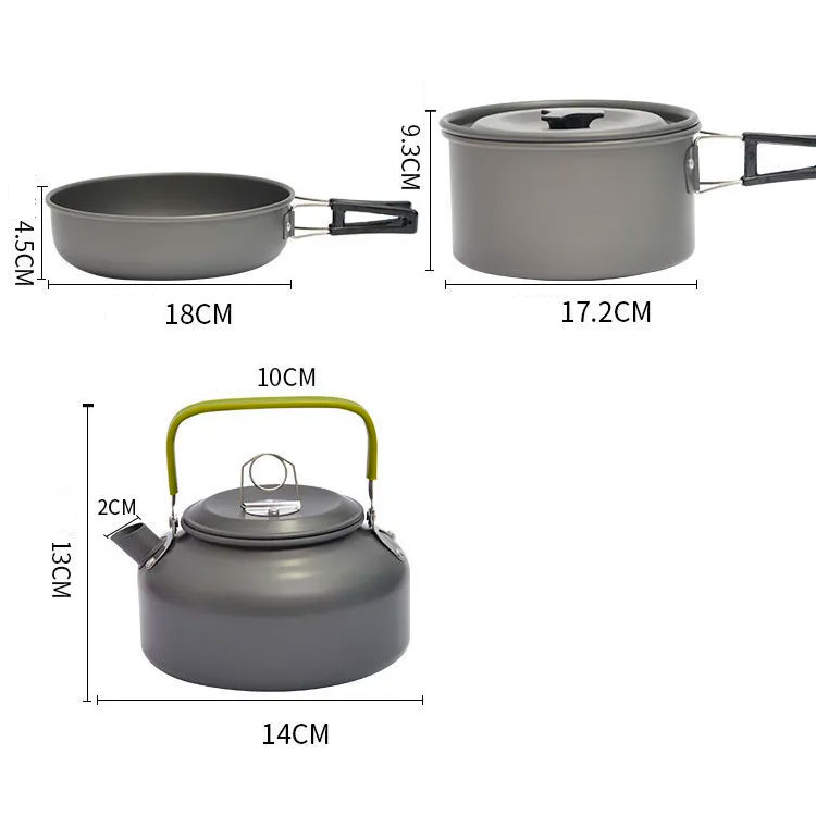クッカー ソロキャンプ 2-3人人用 バーベキュー ケトル アルミ鍋 鍋 軽量 フライパン クッカーセット アウトドア 3点セット 調理器具 食器 収納袋付き キャンプ 登山 キャンプ用品