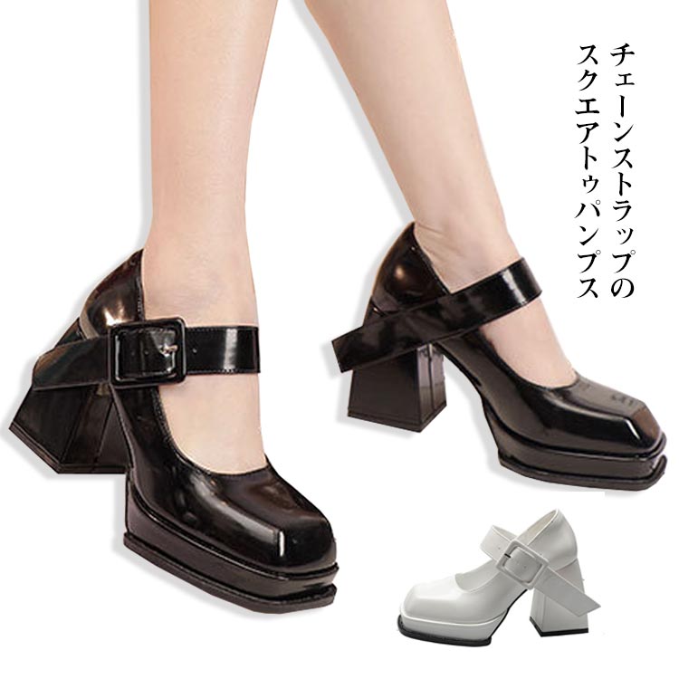 樂天商城 - 厚底 パンプス レディース メリージェーン 靴 シューズ 太ヒール おしゃれ ストラップシューズ 可愛い かわいい 韓国 カジュアルシューズ スリッポン シューズ 靴 くつ アウトレット 2022 冬 春 春夏 高いヒール ヒール9cm