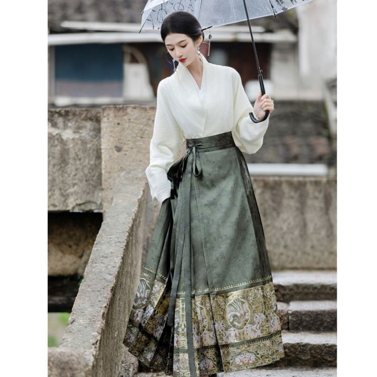 馬面スカート トップス セットアップ マミアンスカート ロング丈 マキシスカート ラップスカート 巻きスカート サーキュラースカート マキシ スカート エスニック シック エレガント チャイナ服 漢服 民族風 ナチュラル 復古風 写真撮影 中国宮廷風 唐装
