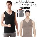 【2枚セット】ヒートインナー 送料無料 シームレス インナー ベスト メンズ 冬用 タンクトップ Vネック 肌着 防寒インナー トップス 男性 裏起毛 暖かい 伸縮性 秋 冬 30代 40代 50代(4)