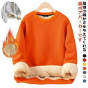 秋冬服 クルーネック 裏起毛 クルーネック 厚手 防寒 トップス プルオーバー 裏ボア 無地 スウェット メンズ レディース あったか 大きいサイズ ゆったり ...
