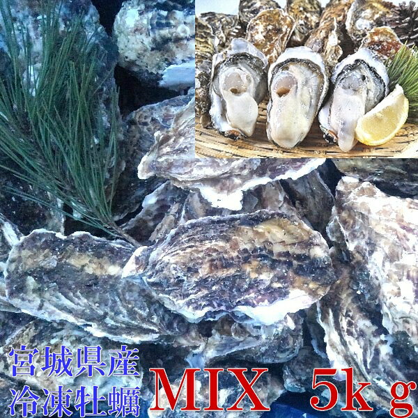 【5％OFFクーポン有】冷凍MIX5kg（約60粒）牡蠣 殻付き 牡蠣 冷凍便 送料無料！5キロ 宮城県産 殻付き牡蠣 殻付き 殻…