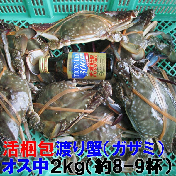 ワタリガニ オス中サイズ2kg（約9杯） 渡り蟹 ガザミ 梭子蟹 ケジャンにも！ 送料...