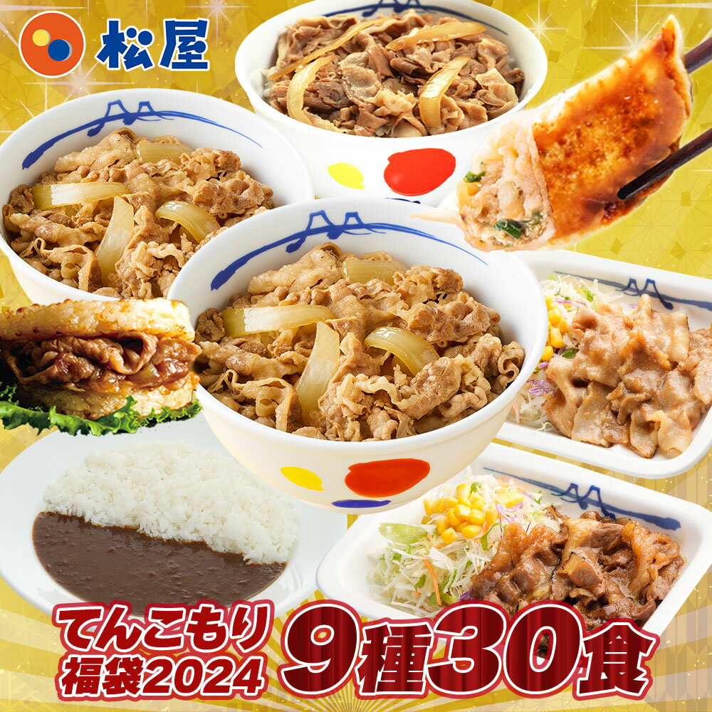 【1食210円 単品合計価格15 750円→6 290円 】 福袋 2024 松屋 てんこもり福袋 超特大ボリューム9種30食入り 冷凍食品 保存食 一人暮らし 時短 冷食 肉 グルメ 食事 セット 冷凍 惣菜 まつや 仕…