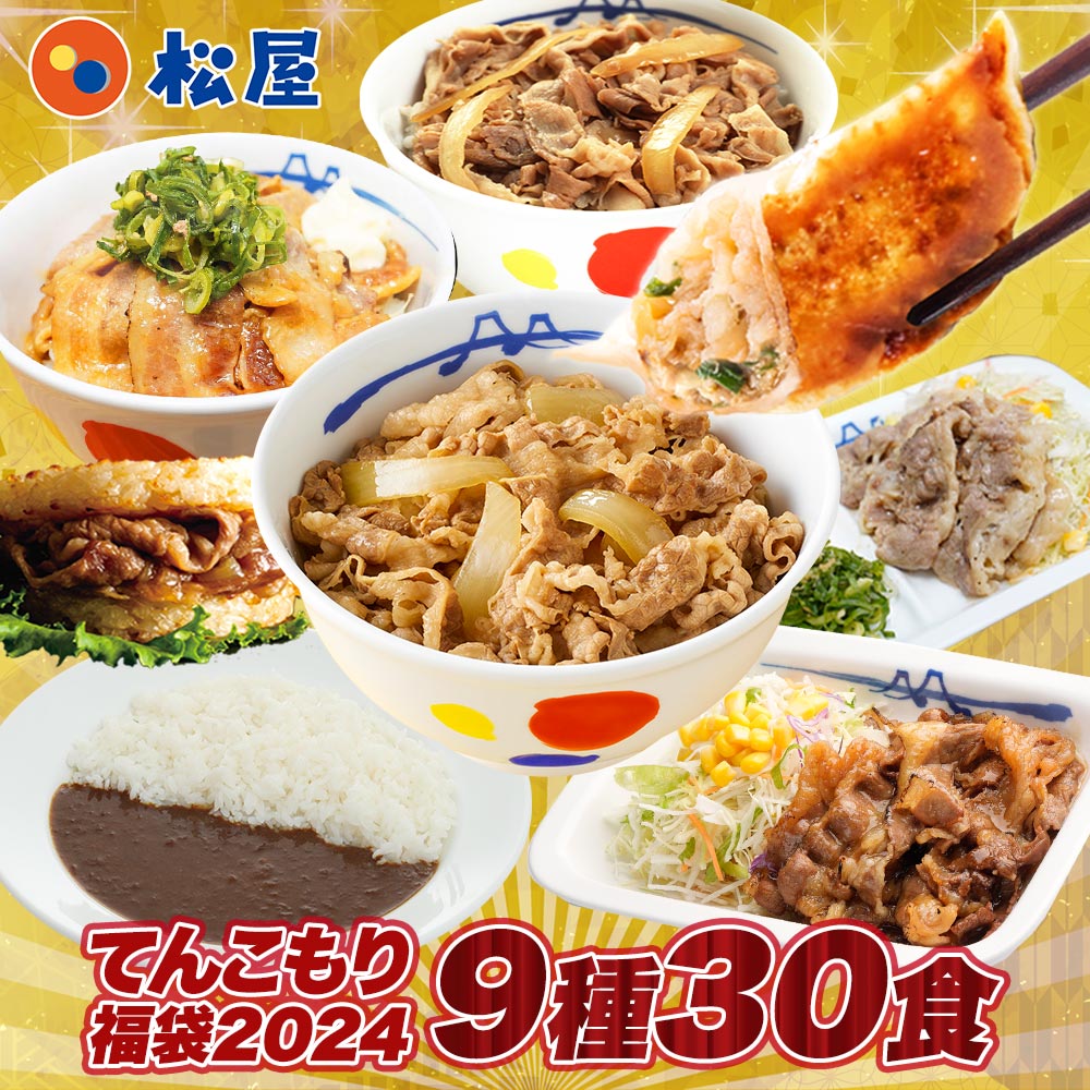 【1食210円！単品合計価格15,750円→6,290円！】 福袋 2024 松屋 てんこもり福袋！超特大ボリューム9種30食入り 冷凍食品 保存食 一人暮らし 時短 冷食 肉 グルメ 食事 セット 冷凍 惣菜 まつや 仕送り