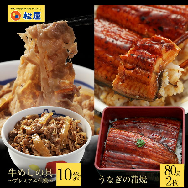 鰻・牛めしコンボセット10個（プレミアム仕様牛めしの具×10　うなぎ 鰻 うなぎカット80g 2枚）　ウナギ 鰻 うなぎ 鰻のかば焼き 鰻の蒲焼 蒲焼 かば焼き うなぎの蒲焼 土用 土用の丑の日 丑の日 牛丼 肉 業務用 惣菜 お弁当 絶品 お試し 仕送り