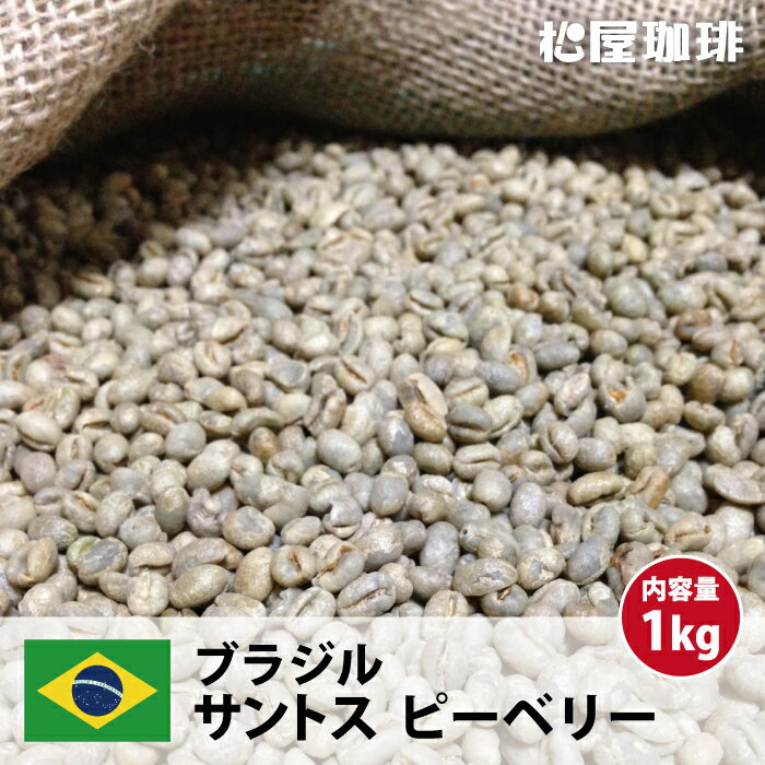 コーヒー 生豆 珈琲 豆 未焙煎 1kg ブラジル サントス ピーベリー (Brazil Santos PeaBerry)