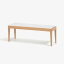 【ショップポイント最大10倍★9/11 1:59まで】大塚家具 秋田木工 ベンチ「N-005」ナラ材 ホワイトオーク色 張地PVCアイボリー色 幅135cm