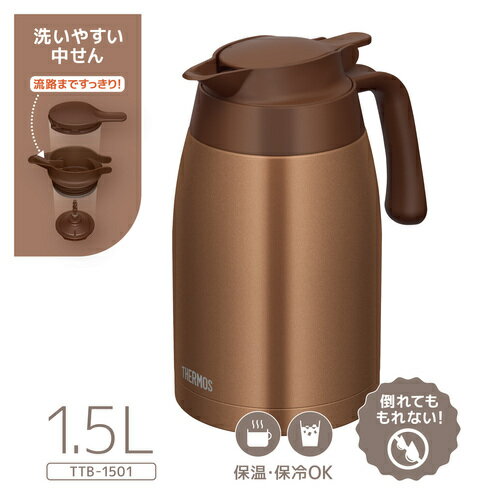 【在庫限り】THERMOS サーモス ステンレスポット 1.5L 保温保冷 魔法びん 卓上用 広口7cm ワンタッチ ..