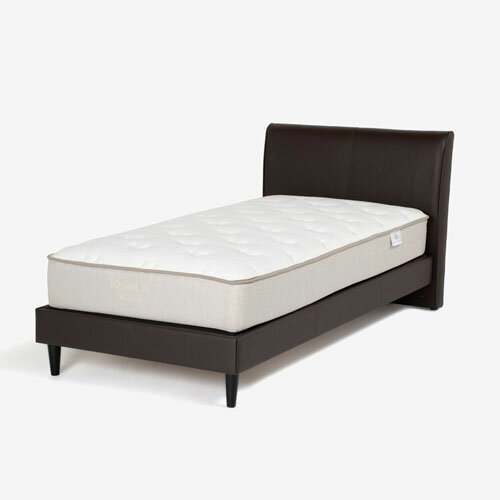 【エントリーで10倍★感謝ポイント進呈10/14-10/17 9:59まで】大塚家具 ベッドフレーム「Nレベッカ」半革張りブラウン色 床板仕様 丸脚 セミダブル