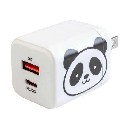京ハヤ JKPD20GAWH 急速AC充電器 20W USB-Type-A/Type-C各1ポート PD/QC両対応 ホワイト(パンダ)