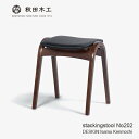 大塚家具 秋田木工 スツール「No.202」ブナ材WNウォールナット色 張地#PVCBK ブラック色 デザイン:剣持勇