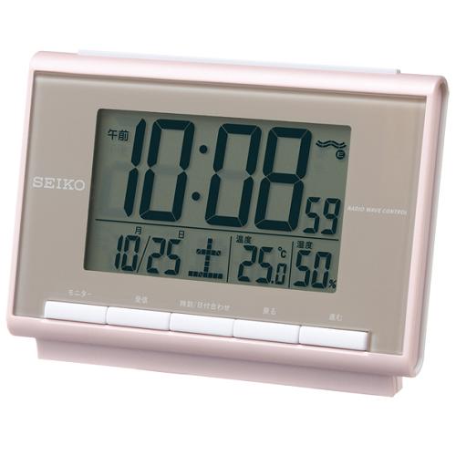 【エントリー特典 ポイント進呈 11/27 1：59まで】セイコークロック SQ698P 電波置時計 電子音アラーム 温度・湿度表示 ライト付(3)