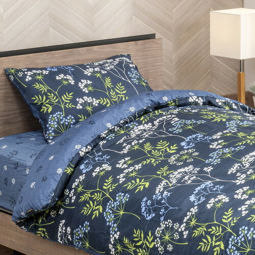 [セミダブル] 掛布団カバー クラシカルフラワー ネイビー