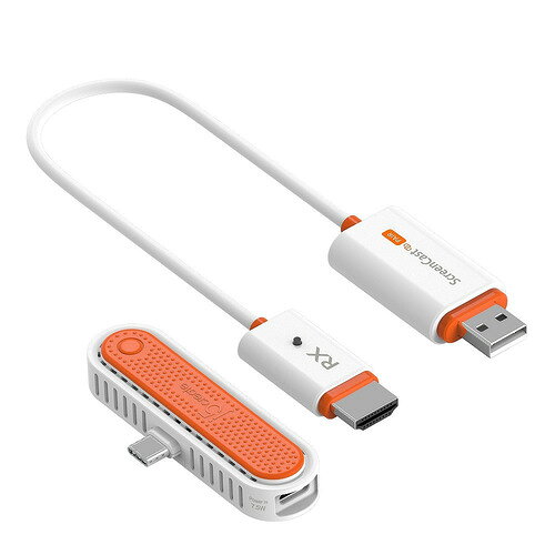 j5 create JVAW60 ScreenCast Mini 超小型USB-C to HDMIワイヤレス送受信機 2.4GHz／5GHz対応 縦横表示可能 Windows Mac対応発売日：2025年12月25日●超小型設計送信機はわずか77.5mm×13.3mm×31mmのコンパクトサイズ。ノートPCやスマホと一緒に簡単に携帯でき、出張やイベントでも荷物になりません。●縦横表示対応縦向きアプリ(TikTok、Instagram)も横向き動画も大画面で楽しめる。さらに、広告ディスプレイやデジタルサイネージにも最適。縦型モニターでSNS動画、横型でプレゼン資料など柔軟に対応。●高画質表示/HDCP準拠最大1080pフルHDの鮮明な映像をワイヤレスで伝送。動画視聴やプレゼン資料もクリアに表示でき、文字や細部までしっかり確認できます。NetflixやPrime Videoなどの有料コンテンツも視聴可能。エンタメ用途にも最適。●同時給電送信機は充電用TypeCポート搭載。スマホやタブレットに7.5W給電しながら映像出力可能。長時間の会議や動画再生でもバッテリー切れの心配なし。●接続簡単/ネットワーク不要/プラグ&プレイ受信機をHDMI搭載モニターやプロジェクターに接続し、送信機を端末に挿すだけで準備完了。ケーブルの煩わしさゼロで、誰でもすぐに使えます。●安定通信/ワンボタン操作2.4GHz/5GHzデュアルバンド対応で電波干渉に強く、途切れにくい安定した映像伝送を実現。送信機のボタンを押すだけで画面表示のON/OFF切り替えが可能。会議中の画面切替がスムーズでストレスなし。●幅広い対応Windows、macOS、iOS、iPadOS、Androidに対応。スマホ・タブレット・PCを問わず、複数端末で利用可能。●充実・安心の国内サポート電話サポートメールサポートAIチャットサポート導入後も安心してご利用いただける国内サポート体制を完備しています。&nbsp;【仕様】ホスト(パソコンと接続側)：送信機TX/USB-C(オス)、USB-C給電ポート(メース)、受信機RX/HDMI(オス)、USB-A給電端子(オス)Wi-Fi規格：IEEE 802.11ac(2.4GHz/5GHz)通信距離：約30メートル(無障害物の環境)HDCP：HDCP1.4消耗電力：5V500mA給電方式：送信機/バスパワー(端末から給電されるので別途で電源を用意不要です)、受信機/セルフパワー(5V1A以上のUSBポートやUSB充電器に挿して使用してください)最大解像度：1920×1080 60Hz、1280×720 60Hz材質：プラスチック(ホワイト/オレンジ)外形寸法：送信機/77.5(W)×13.3(H)×31(D)mm、受信機/18.89(W)×9.45(H)×37.1(D)mm/ケーブル長60cm重量：約31g、送信機/約11gパッケージ内容：送信機TX、受信機RX、60cmUSB Type-A延長ケーブル、クイックインストール、保証書保証期間：2年