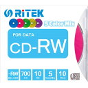 RiDATA CDRW700.MIX10PA データ用CD-RW 700MB 10枚スリムケース発売日： 2017年05月08日●カラーミックス 5色レーベル面を採用●手書きレーベル●信頼の高品質、安心の長期保存性を実現●データ用繰り返し記録規格CD-RW録画タイプデータ用繰り返し記録記憶容量700MB入数10枚倍速4-10倍速