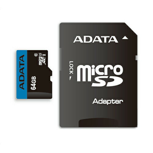 ADATA AUSDX64GUICL10RA1D MicroSDHC/XC UHS-I CLASS10 with ADAPTER カード ADATA Premier マイクロSDメモリーカード 64GB Class10 UHS-I