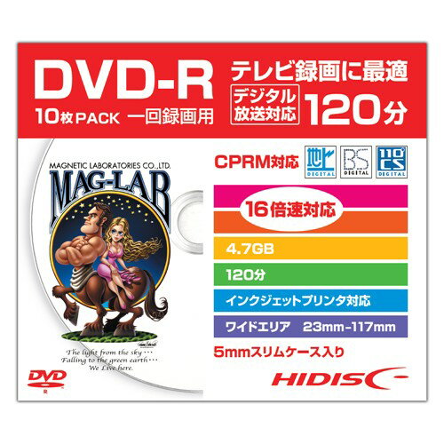 HIDISC HDDR12JCP10SC 録画用DVD-R スリムケ