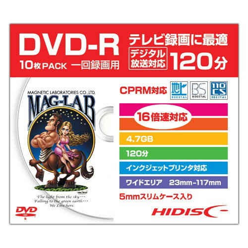 HIDISC HDDR12JCP10SC 録画用DVD-R スリムケース入り10枚パック