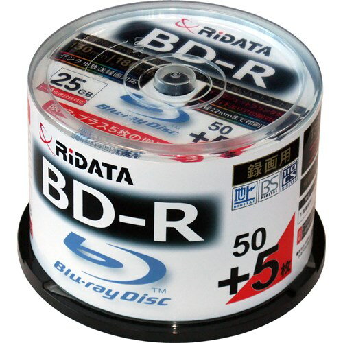 RiDATA BDR130PW4X50 5SPC 一回録画用BD-R ワイドプリントレーベルディスク 1～4倍速 25GB 50 5枚スピンドルケース