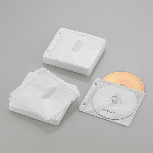 ケース エレコム CD DVD CCD-NBWB120WH Blu-ray・CD・DVD対応不織布ケース 2穴 ホワイト 60枚(両面収納)