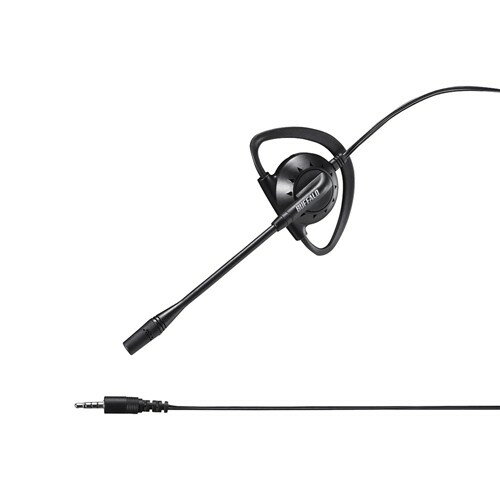 【エントリー特典 ポイント進呈 11/27 1:59まで】バッファロー BSHSECM100BK 片耳イヤフック式モノラルヘッドセット ブラック