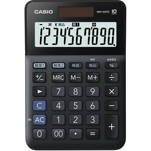 カシオ MW-100TCBK-N W税率電卓 10桁 カシオ MW-100TCBK-N W税率電卓 10桁