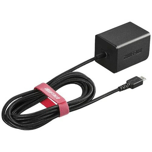 バッファロー BSMPA2401BC1BK 2.4A出力 AC-USB急速充電器 microUSB急速ケーブル一体型タイプ 1.8m ブラック