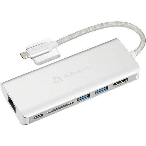 Adam Elements AAPADHUBA01SL CASA Hub A01 USB 3.1 Type-C 6ポート ハブ (USB Type-A／Type-C、HDMI、RJ45、SDカード) シルバー