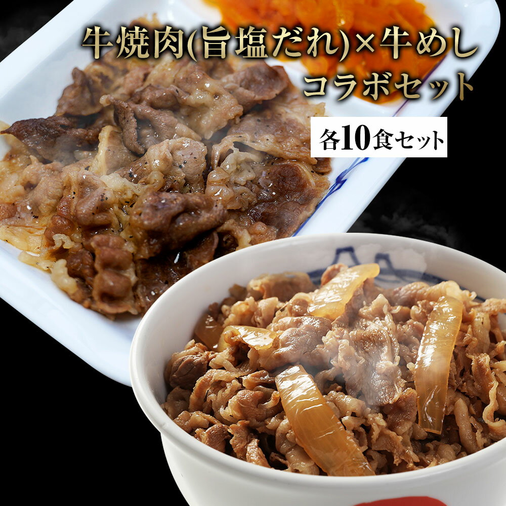 松屋牛焼肉(旨塩だれ)＆プレミアム仕様牛めし20食セット（牛焼肉旨塩だれ60g ×10　プレミアム仕様牛めし×10） お取り寄せ お取り寄せお惣菜グルメ食品 お試し おためし 松屋 時短 冷凍レンチン レンジでチン まとめ買い