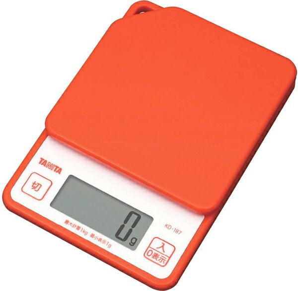 タニタ　デジタル クッキング スケール　壁掛けも出来るフック穴付　KD-187-OR　オレンジ　電子はかり..
