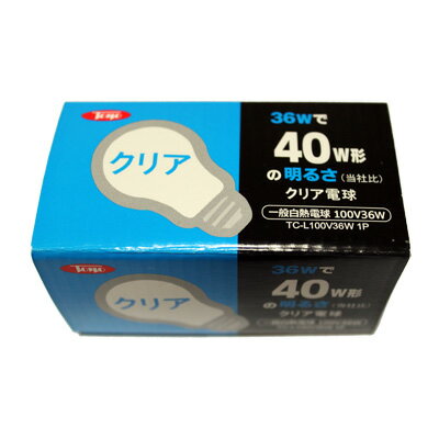 東洋ライテック クリア電球 白熱電球 40W形 TC-L100V36W 25個入り