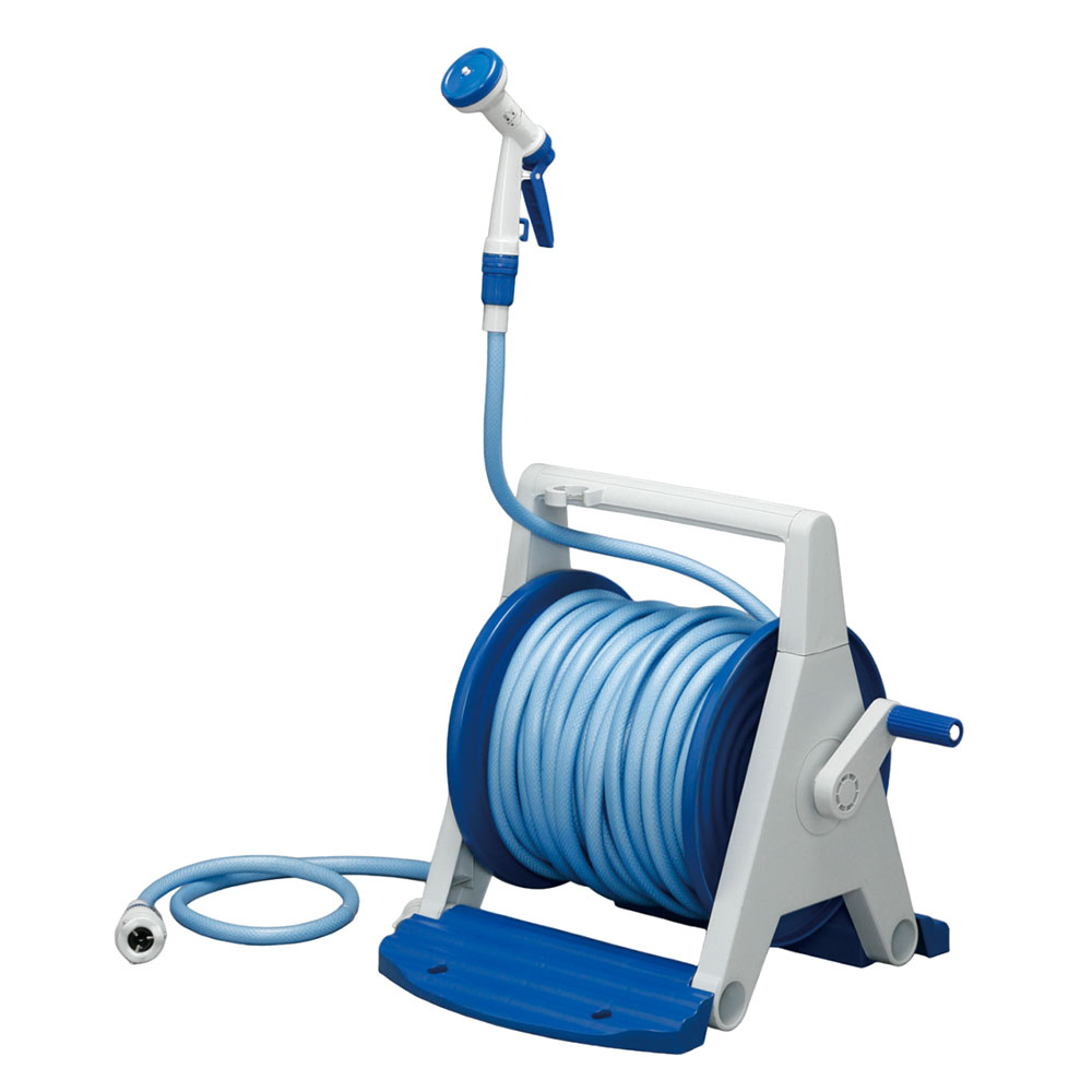 ハイパーリール Aタイプ HRA-50AGRM(47.9 L) グレー/ブルー 1台 アイリスオーヤマ 散水用品 芝 家庭菜園 花壇 散水ホース リール