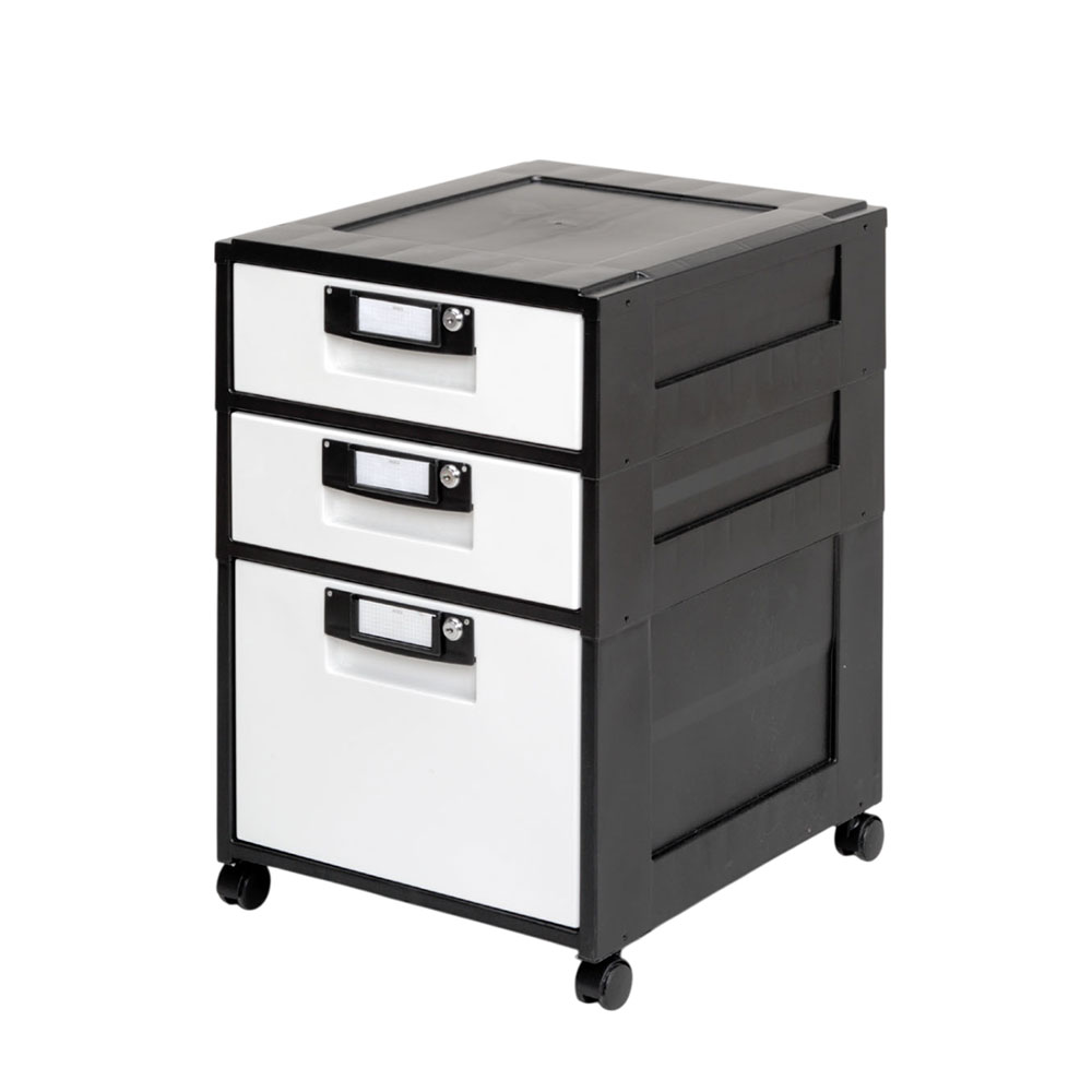 オフィスキャビネット ブラック 浅型2段+深型1段 HG-321 1台 アイリスオーヤマ 書類チェスト チェスト ファイル収納