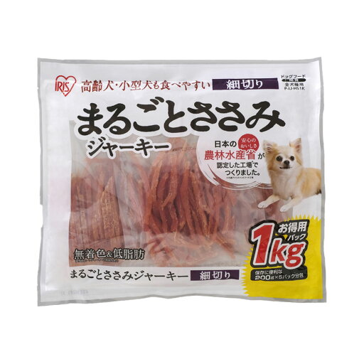 まるごとささみジャーキー 細切り お徳用パック P-IJ-HS1K 1袋(1kg) アイリスオーヤマ 無着色 低脂肪 犬 ドッグフード おやつ まるごとささみジャーキー 細切り お徳用パック P-IJ-HS1K 1袋(1kg) アイリスオーヤマ 無着色 低脂肪 犬 ドッグフード おやつ