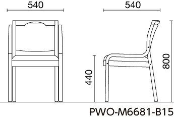 福祉介護向き木製チェア PWO-M6681-15 オレンジ ノーリツイス