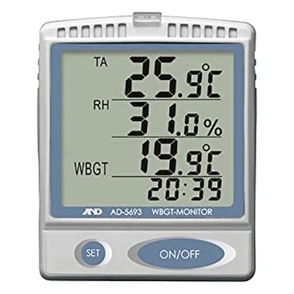 デジタル温湿度計／熱中症指数モニター AD-5693 医療 看護 クリニック 病院 エー・アンド・デイ A&D