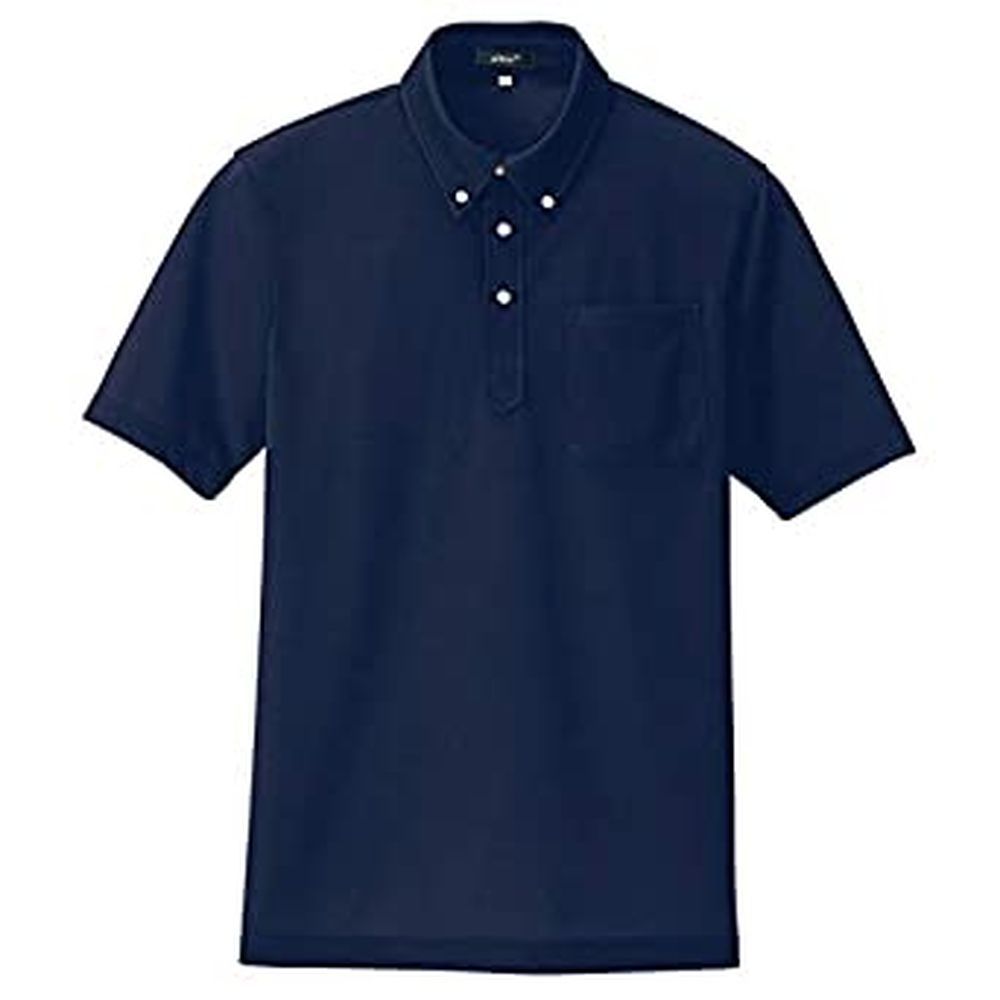 吸汗速乾半袖BDポロシャツ（兼用） 10599-008（ネイビー） アイトス LL 病院 医療 看護 クリニック