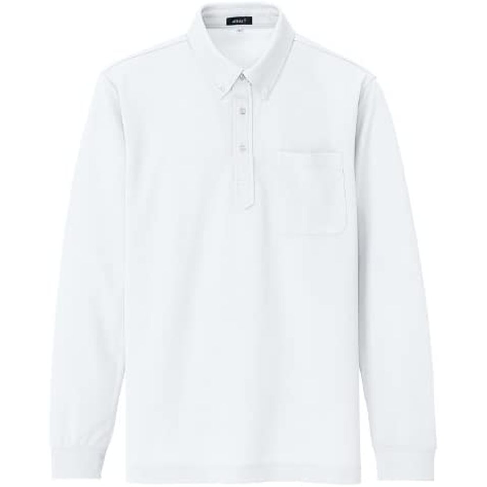 吸汗速乾長袖BDポロシャツ（5L） 10598-001（ホワイト） 医療 看護 クリニック 病院 AITOZ アイトス