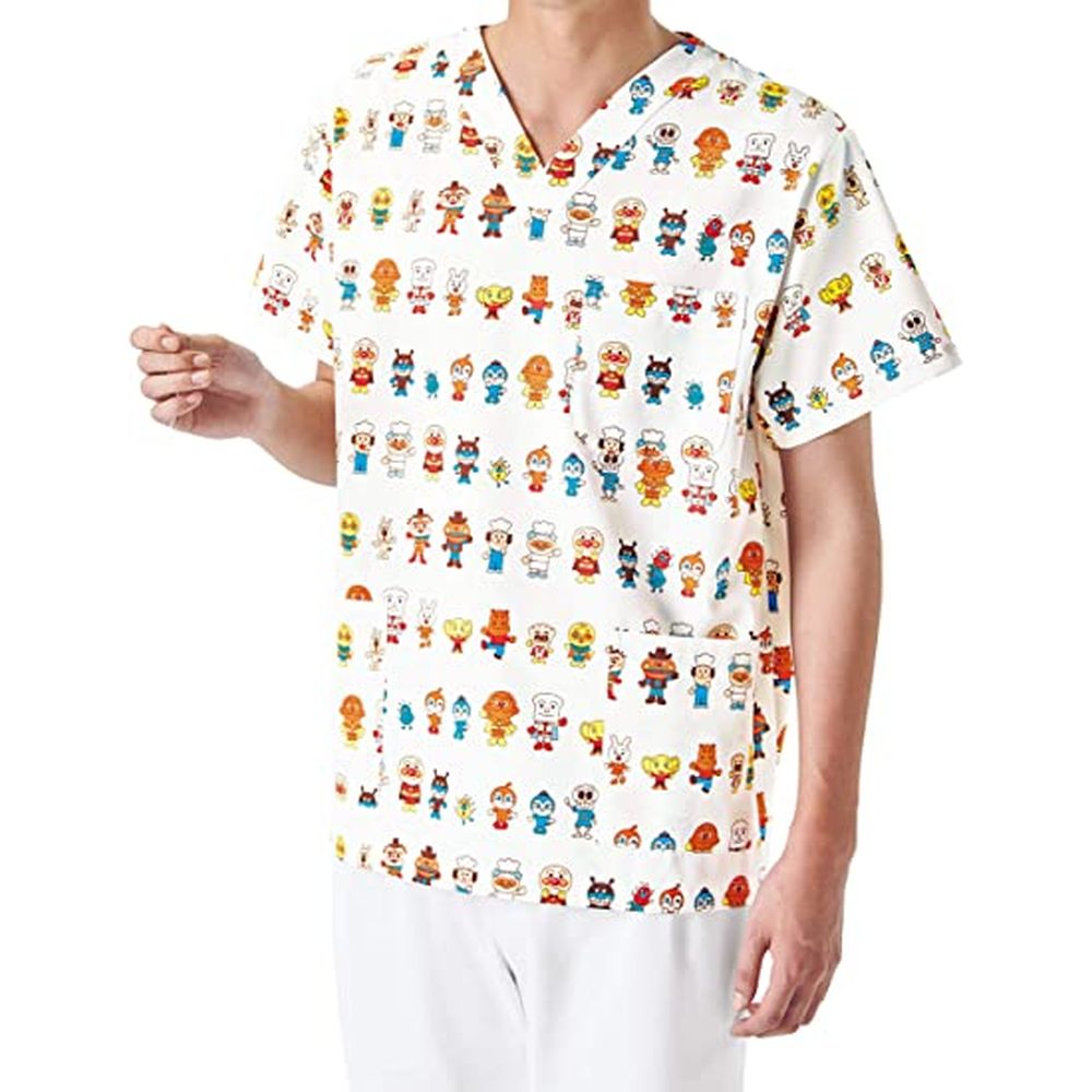 スクラブ（男女兼用）アンパンマン柄 ANP133-C／70（ソウガラ） KAZEN 4L 病院 医療 看護 クリニック