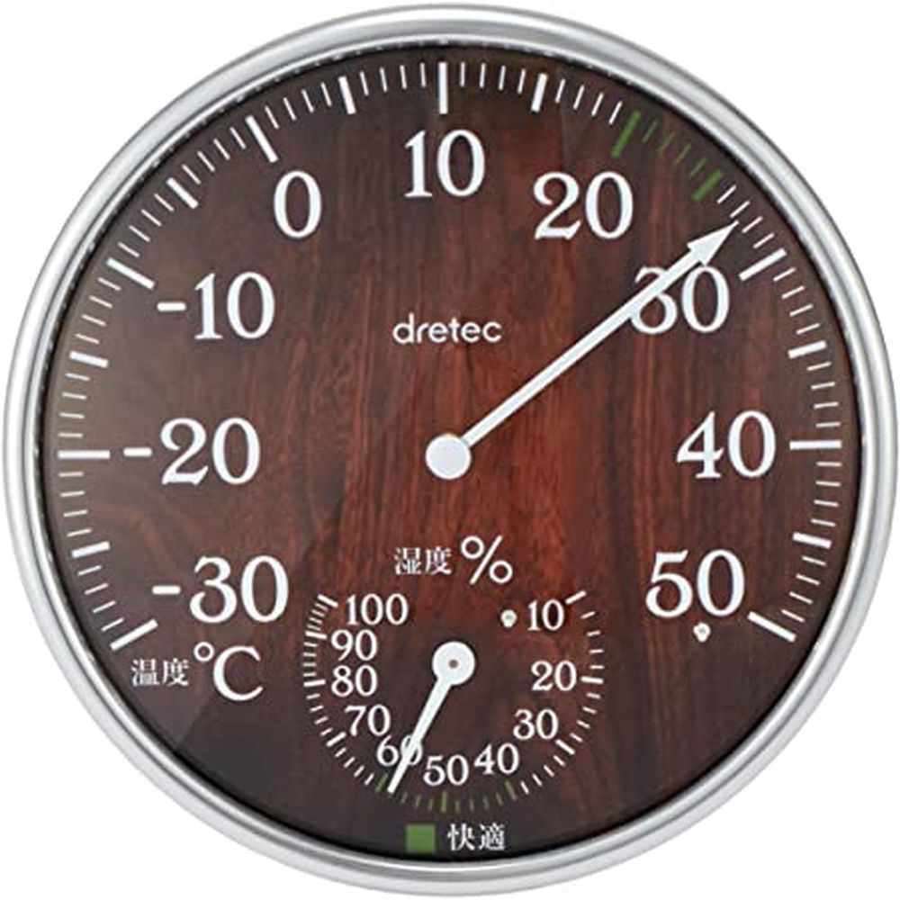 アナログ温湿度計 O-319DW（ダークウッド） ドリテック 【×10セット】病院 医療 看護 クリニック