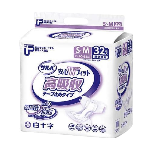 Rakuten - PUサルバ安心Wフィット高吸収タイプ 35610 SM 32マイ 紙おむつ 25-2575-00 白十字 2セット